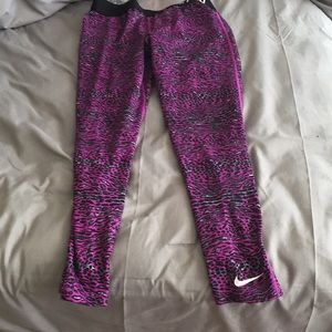 Nike pro girls cheetah print purple active legg.